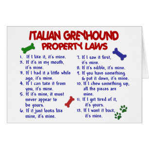 ITALIAN GREYHOUND Property Laws Cards