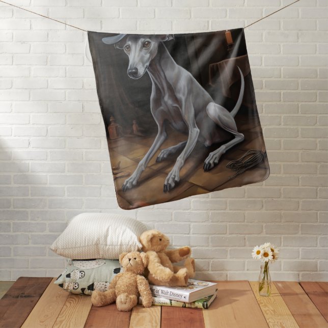 Italian Greyhound Pumpkins Halloween Scary  Baby Blanket (In Situ)