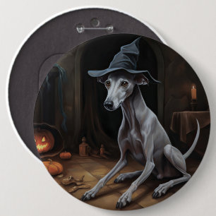 Italian Greyhound Pumpkins Halloween Scary Button