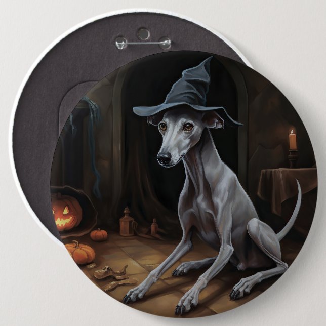 Italian Greyhound Pumpkins Halloween Scary  Button (Front & Back)