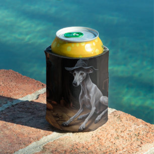Italian Greyhound Pumpkins Halloween Scary Can Cooler