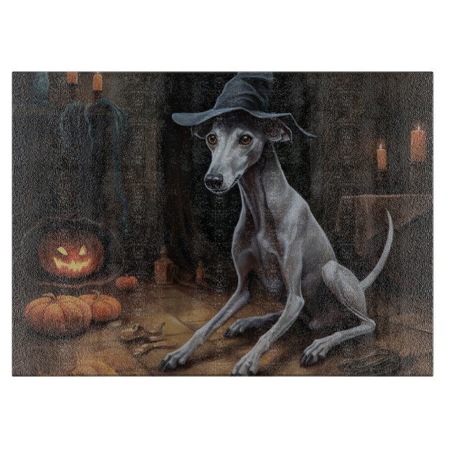 Italian Greyhound Pumpkins Halloween Scary  Cutting Board (Front)