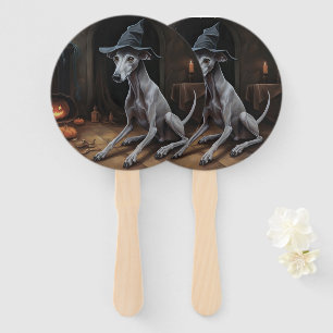 Italian Greyhound Pumpkins Halloween Scary Hand Fan