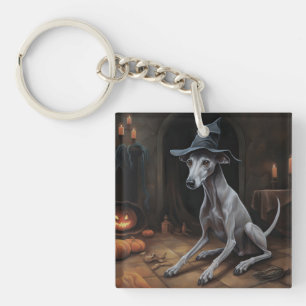 Italian Greyhound Pumpkins Halloween Scary Keychain