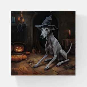 Italian Greyhound Pumpkins Halloween Scary  Paperweight