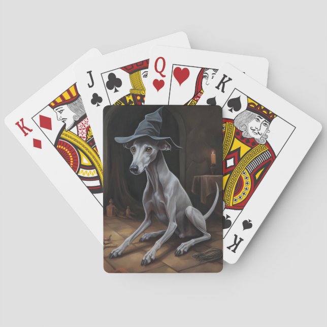 Italian Greyhound Pumpkins Halloween Scary  Poker Cards (Back)