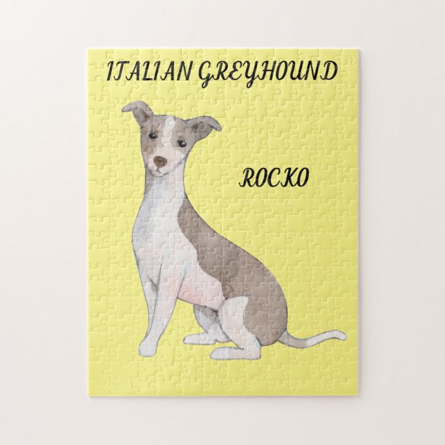 ITALIAN GREYHOUND PUZZLE & PERSONALIZED NAME. (Vertical)