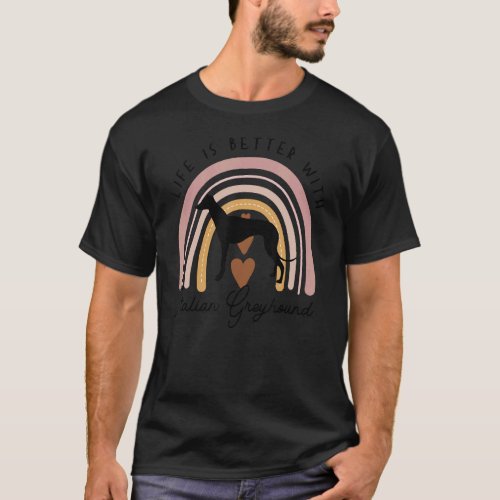 Italian Greyhound Rainbow Dog Mom T_Shirt