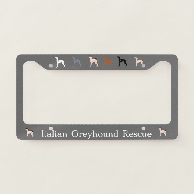 Italian Greyhound Rescue Licence Plate Frame (Front)
