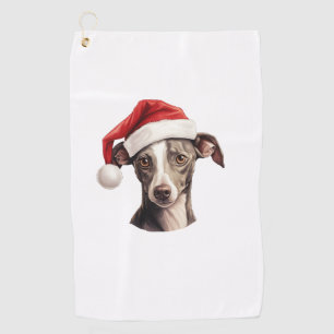 Italian Greyhound Santa Hat Christmas Sweater Pet  Golf Towel