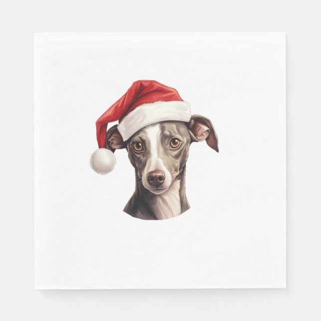Italian Greyhound Santa Hat Christmas Sweater Pet  Napkins (Front)