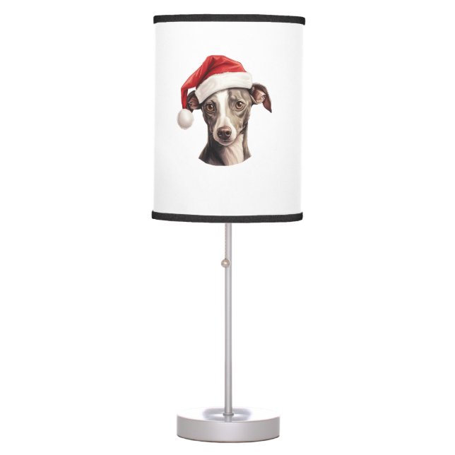 Italian Greyhound Santa Hat Christmas Sweater Pet  Table Lamp (Front)