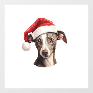 Italian Greyhound Santa Hat Christmas Sweater Pet Wall Decal