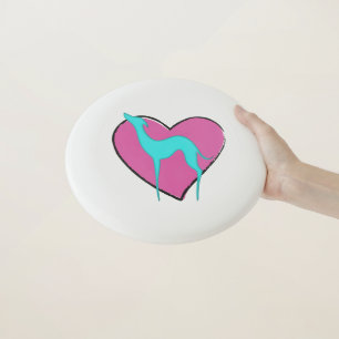Italian greyhound silhouette and cute pink heart Wham-O frisbee