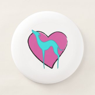 Greyhound silhouette and cute pink heart