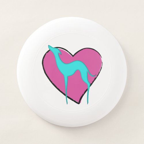 Italian greyhound silhouette and cute pink heart Wham_O frisbee