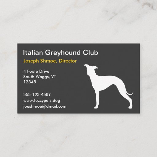 Customizable Italian Greyhound Silhouette Business Card