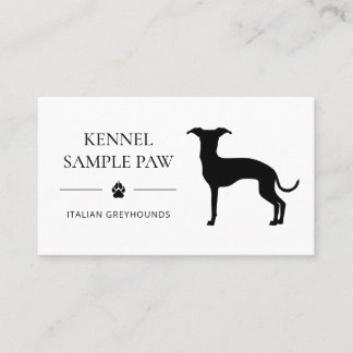 Italian Greyhound Silhouette - Dog Breeder Business Card