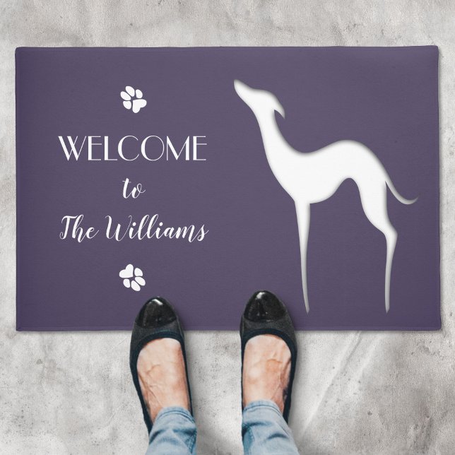 Italian Greyhound silhouette elegant Personalized Doormat (Creator Uploaded)