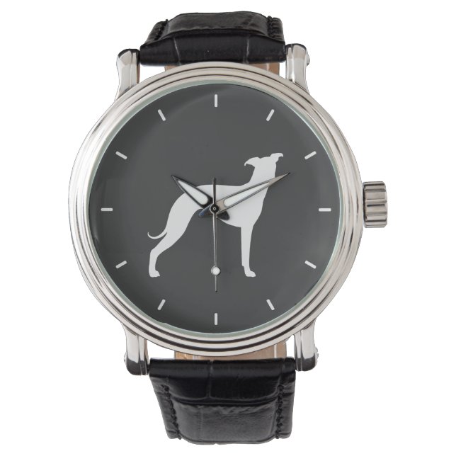 Italian Greyhound Silhouette Iggy Dog Wrist Watch (Front)