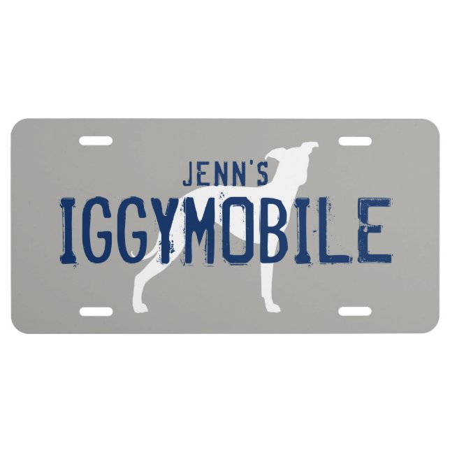 Italian Greyhound Silhouette IGGYMOBILE Custom License Plate (Front)