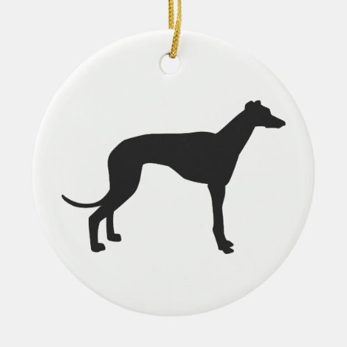 Italian Greyhound silhouette in black Ceramic Ornament