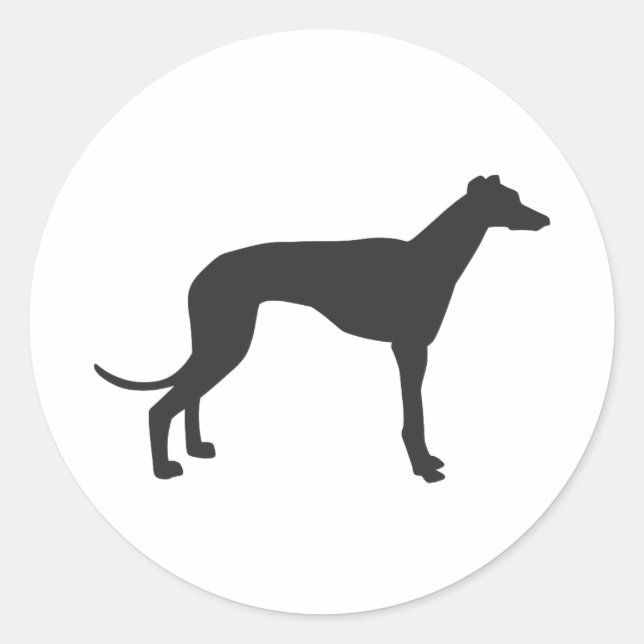 Italian Greyhound silhouette in black Classic Round Sticker (Front)