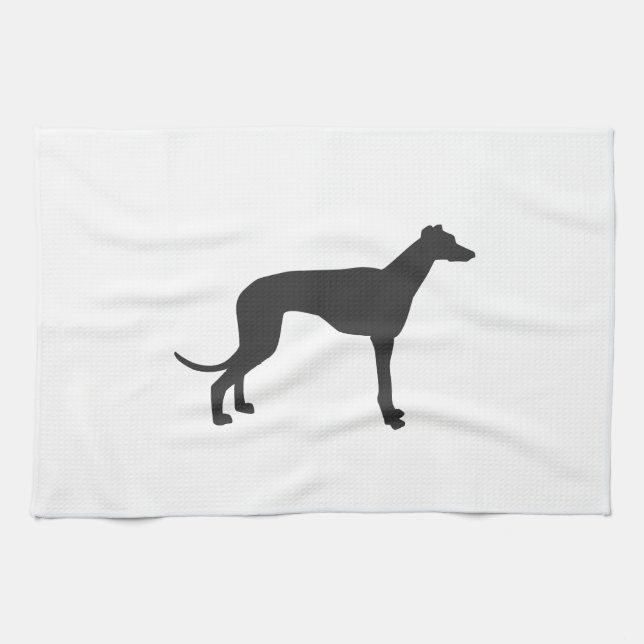 Italian Greyhound silhouette in black Kitchen Towel (Horizontal)