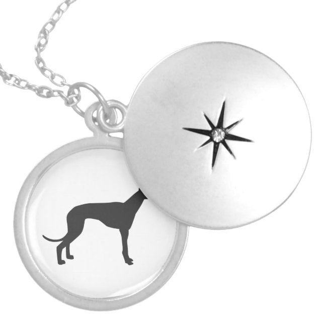 Italian Greyhound silhouette in black Locket Necklace (Front)