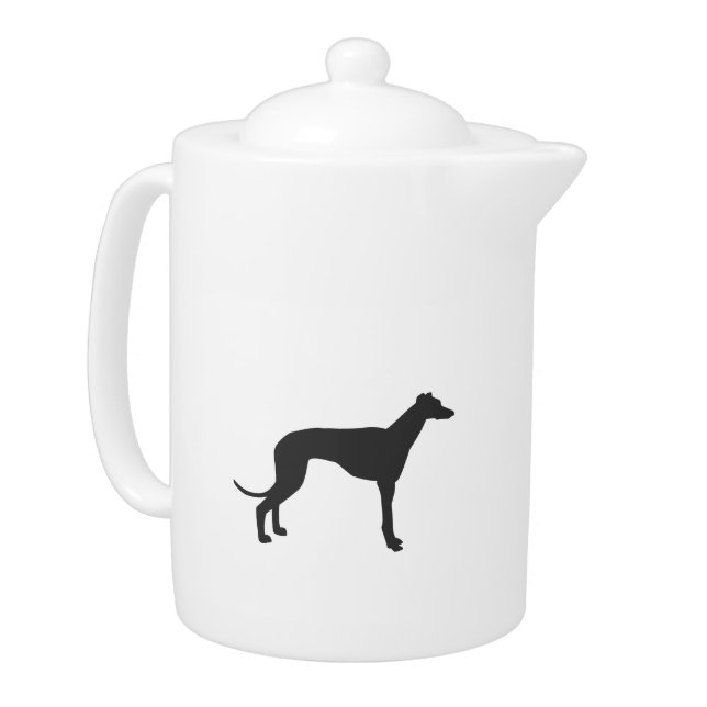 Italian Greyhound silhouette in black Teapot (Left)