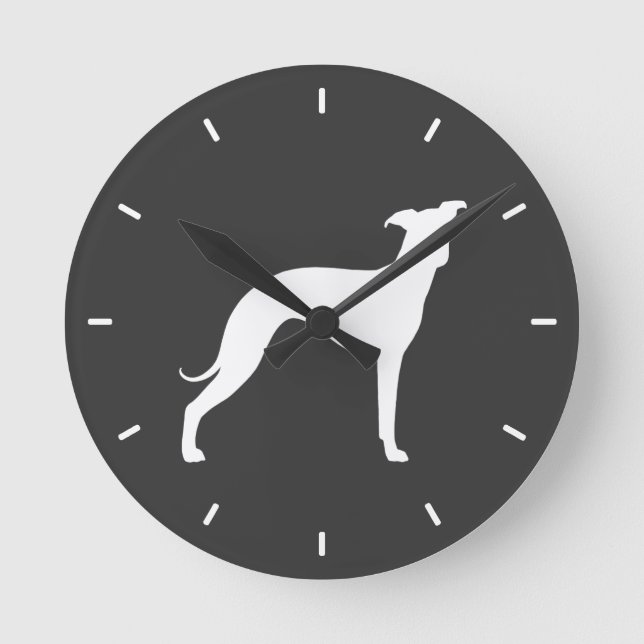 Italian Greyhound Silhouette Round Clock (Front)