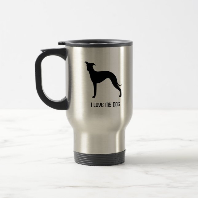 Italian Greyhound Silhouette Travel Mug (Left)