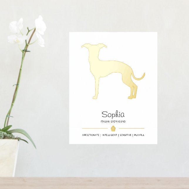 Italian Greyhound Silhouette With A Paw And Text Foil Prints (In Situ (Entry Table))