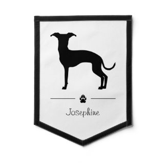 Italian Greyhound Silhouette With A Paw And Text Pennant