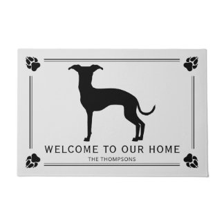 Italian Greyhound Silhouette With Custom Text Doormat