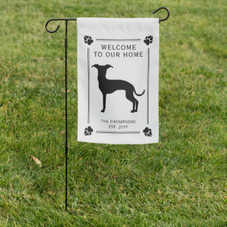 Italian Greyhound Silhouette With Custom Text Garden Flag