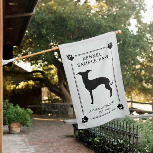 Italian Greyhound Silhouette With Custom Text House Flag