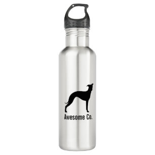 Italian Greyhound Silhouette with Custom Text Water Bottle