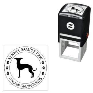Italian Greyhound Silhouette With Paws And Text Self-inking Stamp