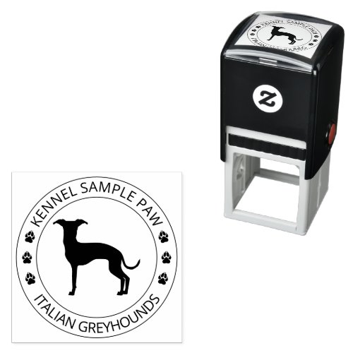 Italian Greyhound Silhouette With Paws And Text Self_inking Stamp