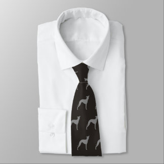 Italian Greyhound Silhouettes Black and Grey Tie