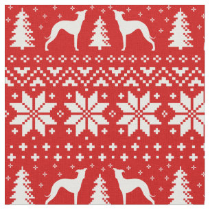 Italian Greyhound Silhouettes Christmas Holiday Fabric