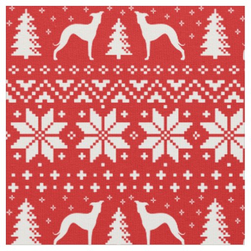 Italian Greyhound Silhouettes Christmas Holiday Fabric