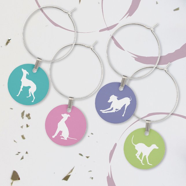Italian Greyhound Silhouettes Cute Colors Dog Mom Wine Charm (Creator Uploaded)