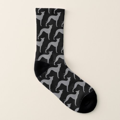 Italian Greyhound Silhouettes Iggy Dogs Pattern Socks