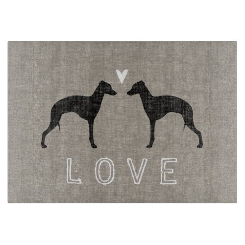 Italian Greyhound Silhouettes Love Cutting Board