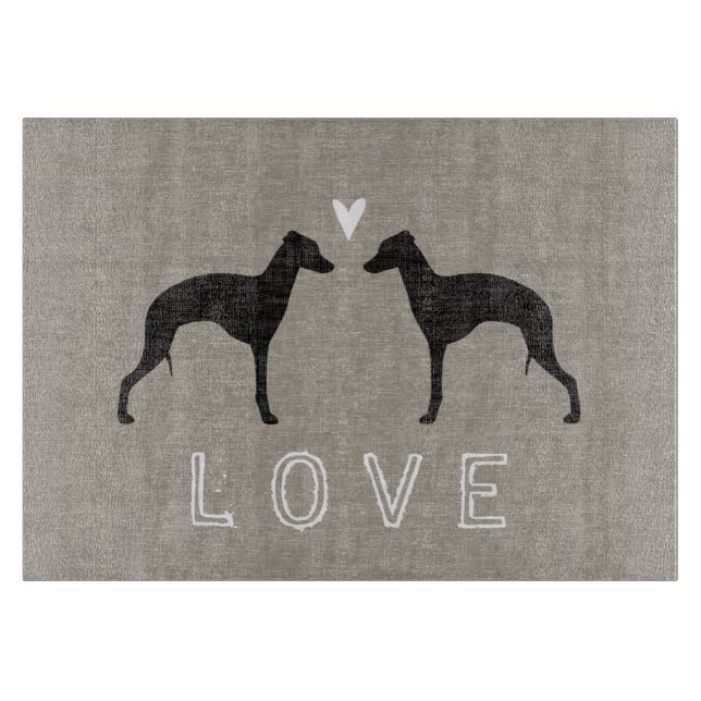 Italian Greyhound Silhouettes Love Cutting Board (Front)