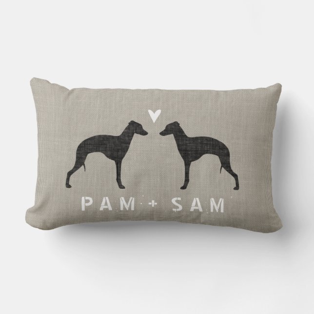 Italian Greyhound Silhouettes Love - Personalize Lumbar Pillow (Front)