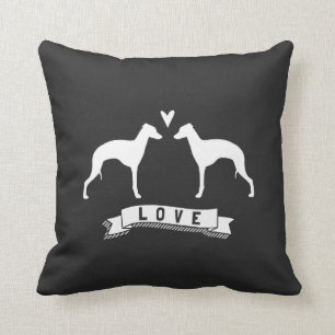 Italian Greyhound Silhouettes Love Throw Pillow