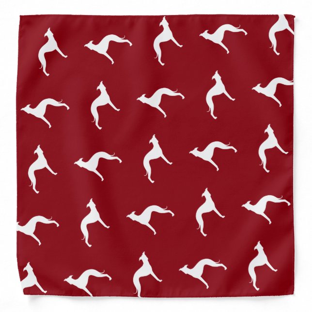 Italian Greyhound Silhouettes Pattern Red Bandana (Front)